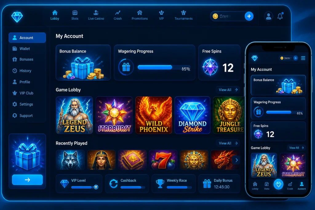 Bonusguthaben und Umsatzfortschritt auf dem Konto-Dashboard von Silverplay